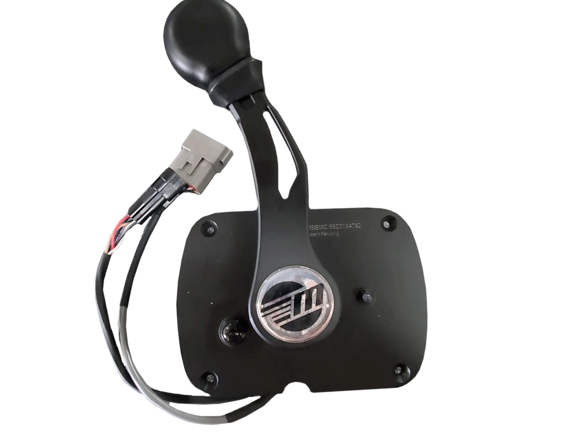 A Malibu ZF Replacement Shifter - Mefi 6 throttle control lever with attached cables and a mounting plate, branded by Malibu.