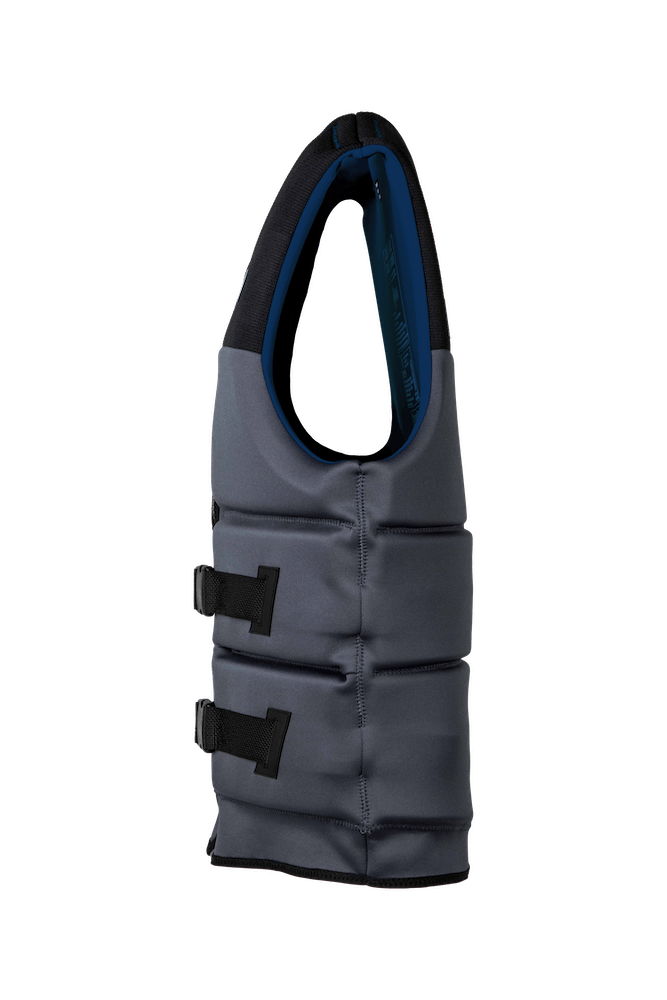 A Ronix Volcom YES Men's CGA Vest for longer torso made from eco-friendly materials against a black background.