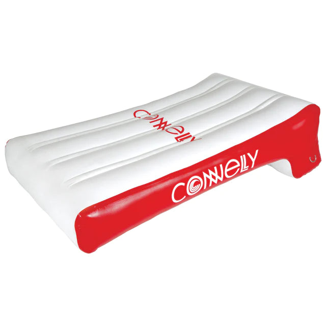 A white and red Connelly Boat Slide with the word Connelly on it, featuring commercial-grade reinforced polymer for durability.
