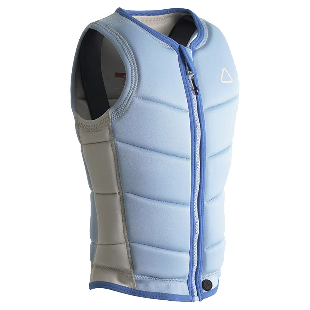 Side profile view of the Follow Corp Womens Impact Vest - Pastel Blue