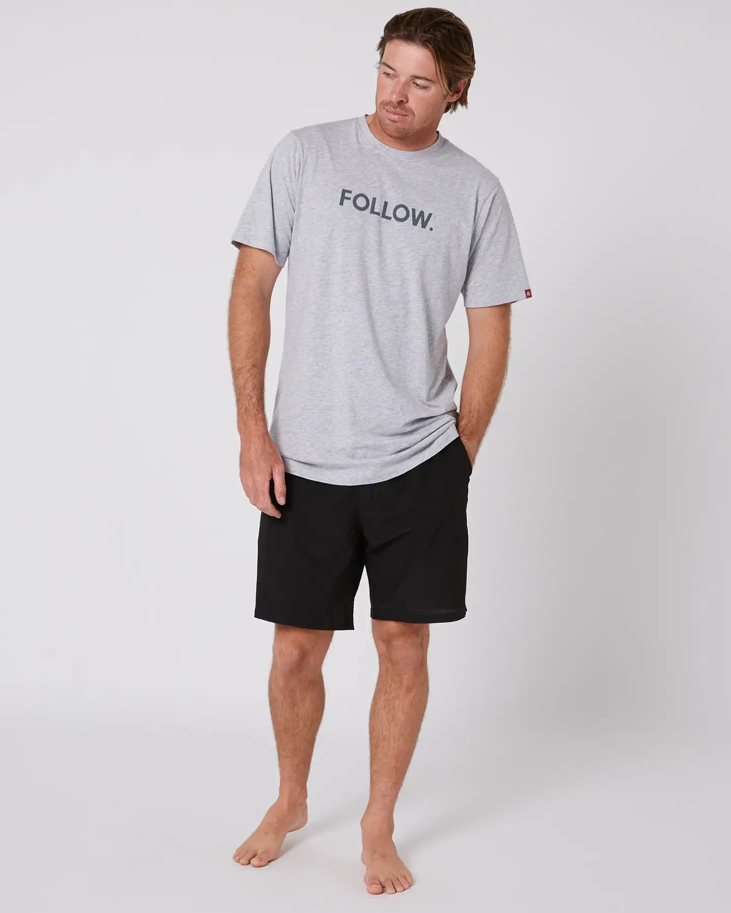 Follow Logo Tee - Heather Grey