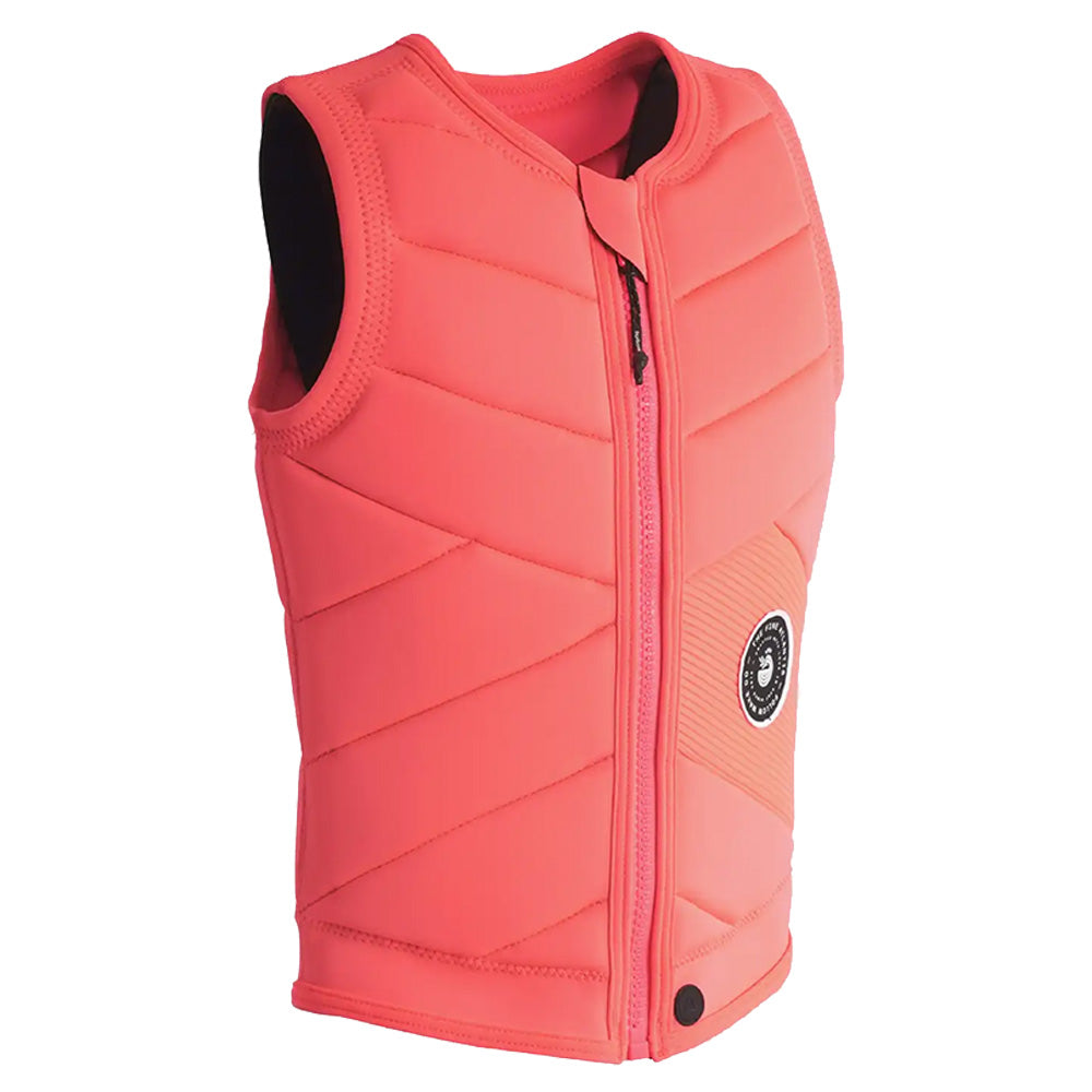 Side profile of the Follow Memphis Womens Impact Vest - Fluro Red
