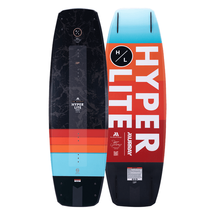 A Hyperlite wakeboard with the word hyper on it, endorsed by Shaun Murray.