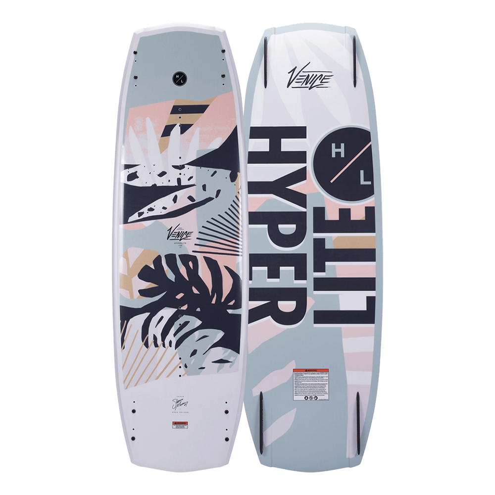 A Hyperlite 2024 Venice wakeboard with the words Hyperlite on it by Hyperlite.