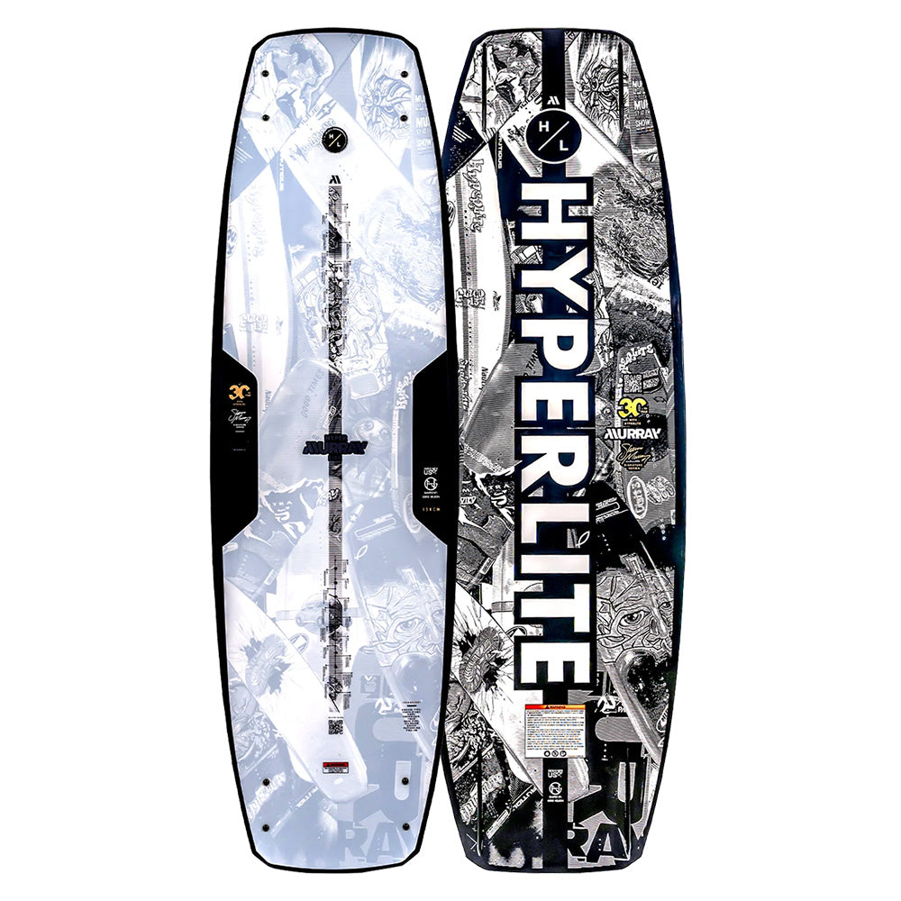 Experience the excitement with two Hyperlite 2025 Murray Pro Wakeboards, showcasing striking graphics in white and black. These boards, featuring the advanced Biolite 3 Core technology, deliver unparalleled performance for those seeking adventure on the water. Enjoy the thrill of each 3-Stage Rocker pop!