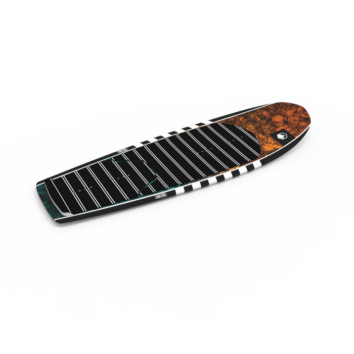 Explore the Liquid Force 2025 Launch | Launch 120 Foil Package, showcasing a sleek combination of black with vivid orange and brown accents. Its white and black striped edges create a striking contrast, while the ribbed surface design adds an extra layer of style, making it ideal for exciting wake foiling experiences.