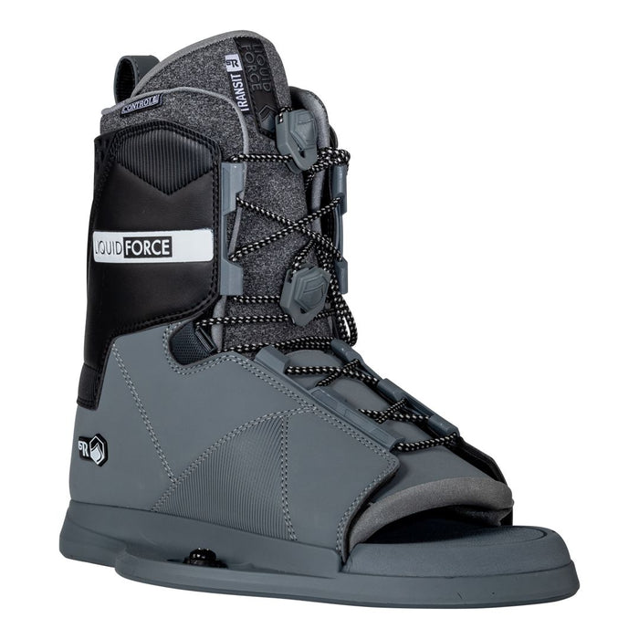 A stylish pair of grey and black Liquid Force ski boots designed with utmost comfort. These Liquid Force TRANSIT 6R BOOTS are perfect for any ski enthusiast looking for performance and flexibility on the slopes.