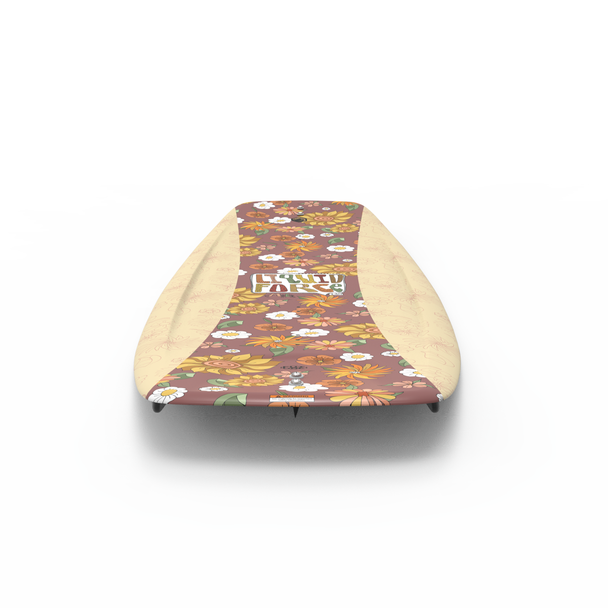 This Liquid Force 2025 M.E. Kid's Wakeboard features a vibrant floral design with pink, yellow, and white flowers on a red background, ideal for younger riders looking for style.