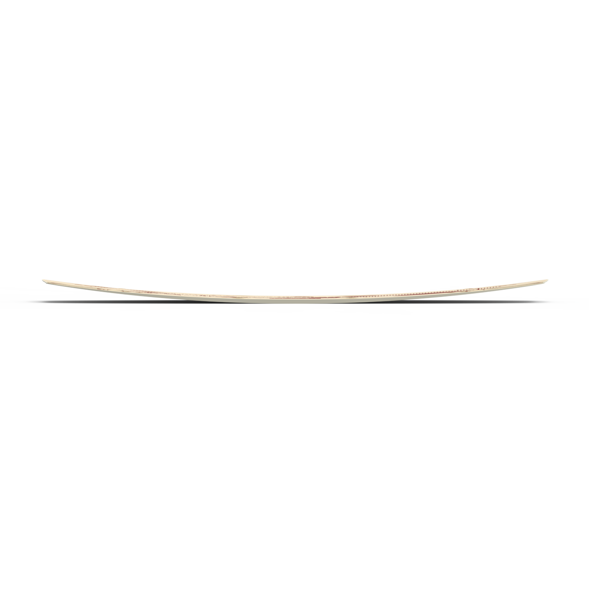 Side view of the Liquid Force 2025 Noodle Wakeboard by Liquid Force, featuring a flex-inspired concave shape, with no visible bindings or traction pads, isolated on a white background.