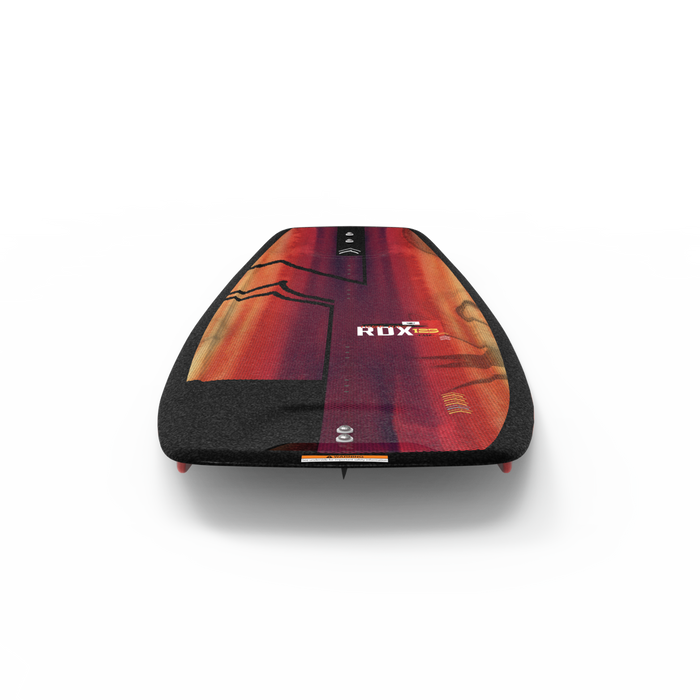 Introducing the Liquid Force 2025 RDX Kid's Wakeboard with Rant 6R Bindings, featuring a vibrant red and black abstract design that prominently displays "RDX PRO." This sleek wakeboard is part of Liquid Force's Future Series, combining cutting-edge style with performance that exceeds conventional standards. Perfect for young riders ready to make waves.