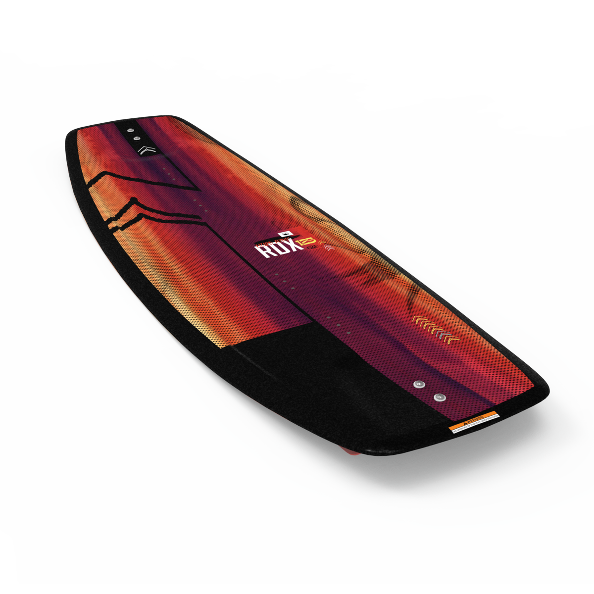 Introducing the Liquid Force 2025 RDX Kid's Wakeboard, a vibrant wakeboard from the renowned Liquid Force brand, adorned with abstract graphics on a white background—ideal for young riders eager to explore wakeboarding.
