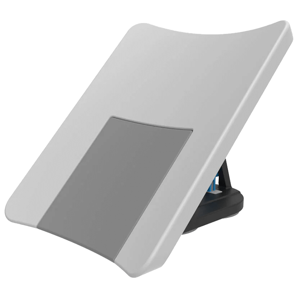 The Liquid Force Wakesurf Edge Mega Wave Folding 250 by Liquid Force is a silver and gray rectangular directional antenna with a curved front panel, inspired by wakesurf design, mounted on a black adjustable stand against a white background.