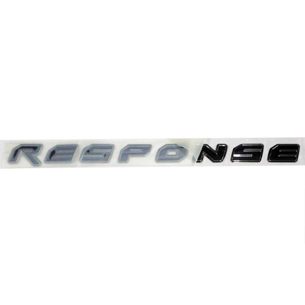 The Malibu Response Name, SL24 Decal by Malibu features chrome RE and SPO with black NSE car emblem letters on white, adding a bold style to your TXi or any vehicle.
