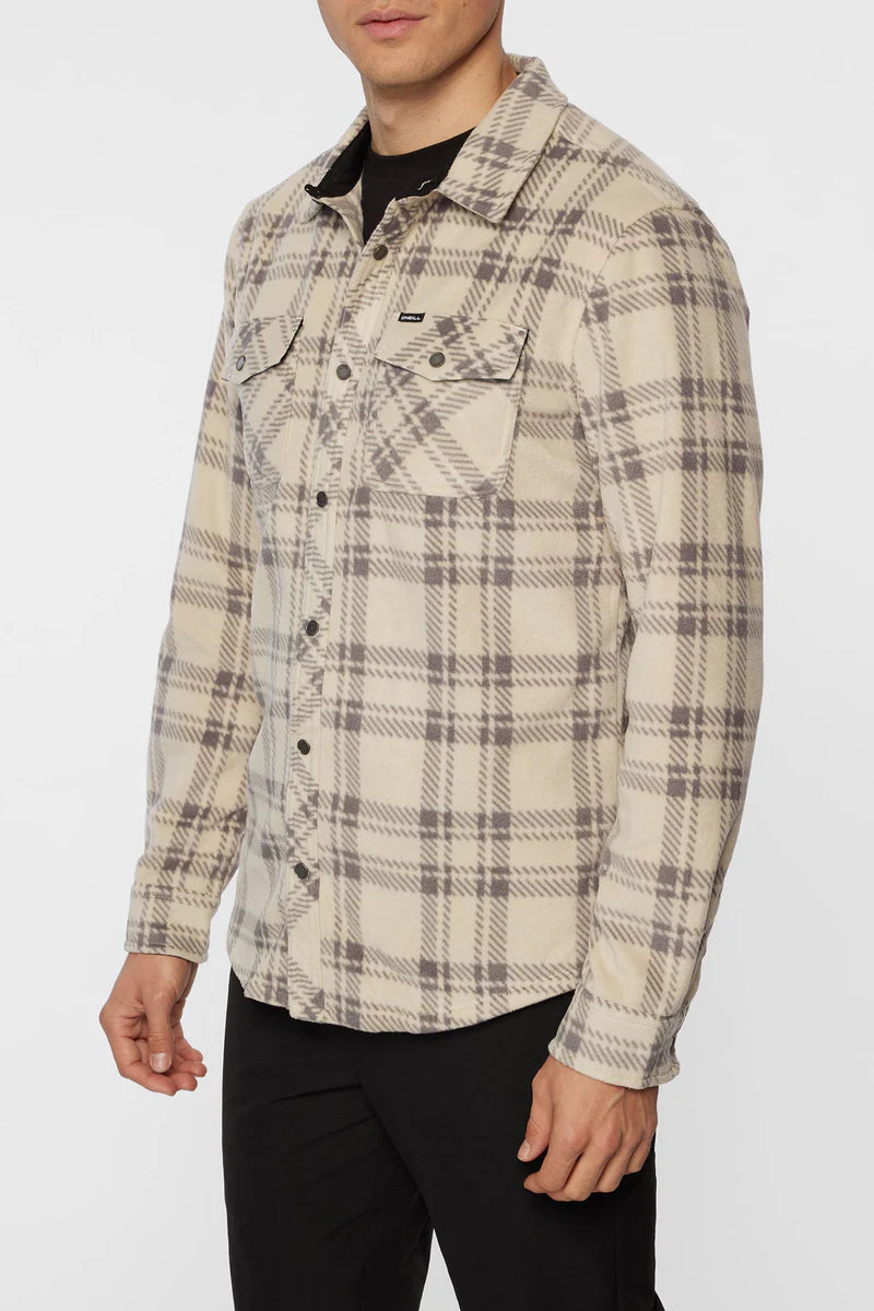 O'Neill Glacier Plaid High Pile Superfleece - Light Khaki