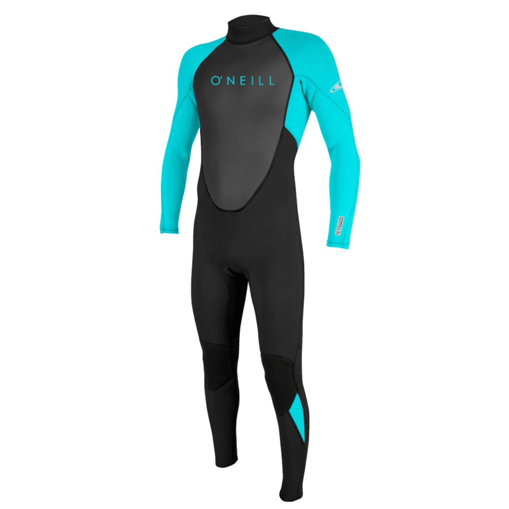 O'Neill Youth Reactor II 3/2MM Back Zip Full Wetsuit - BLK/LTAQUA