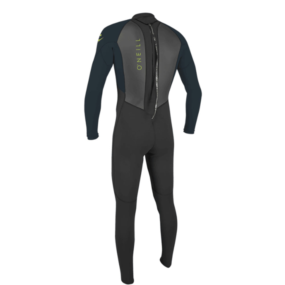 O'Neill Youth Reactor II 3/2MM Back Zip Full Wetsuit - BLK/SLATE (BACK)