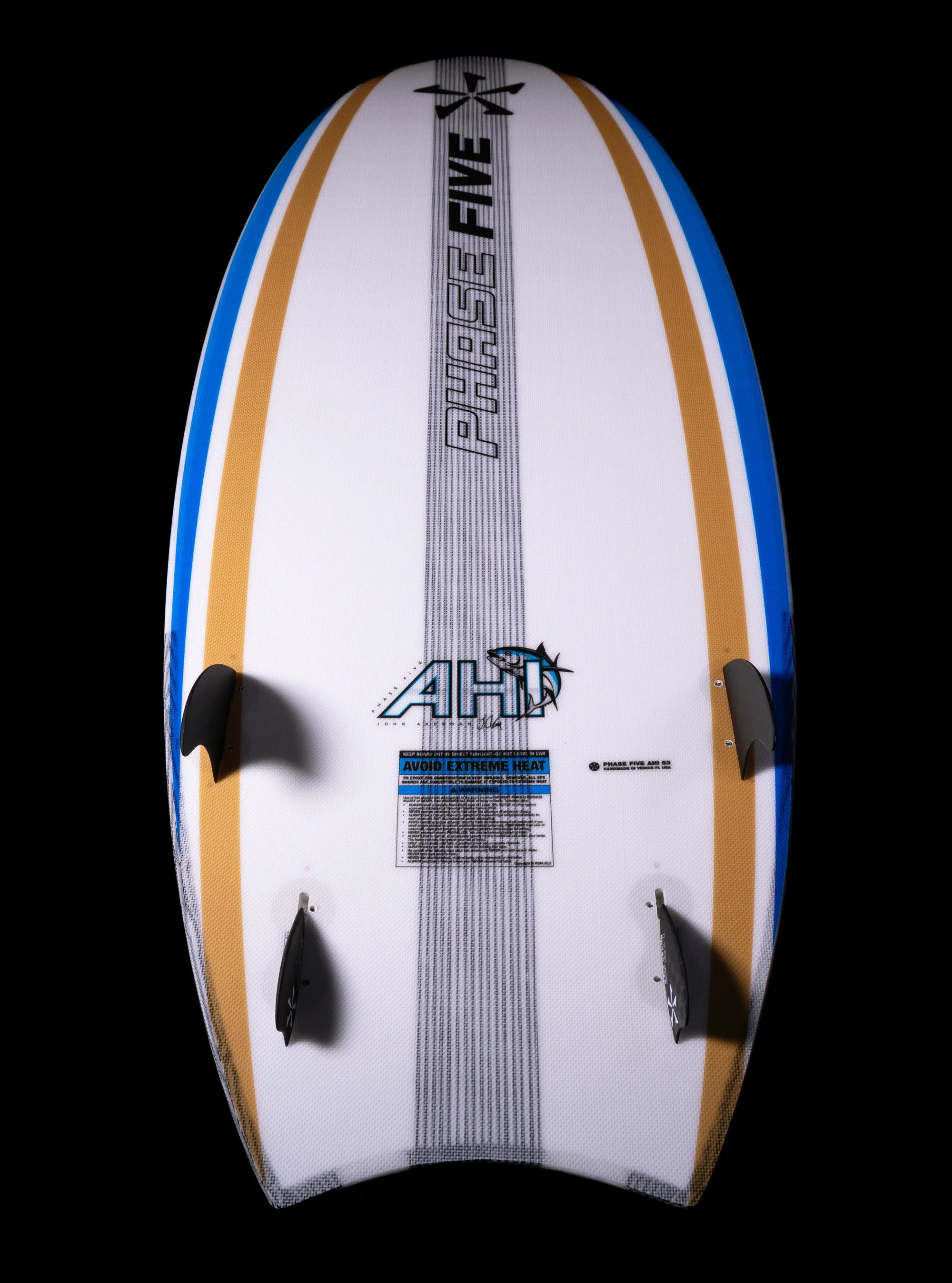 Phase 5 2025 Ahi Wakesurf Board base featured against a black back drop