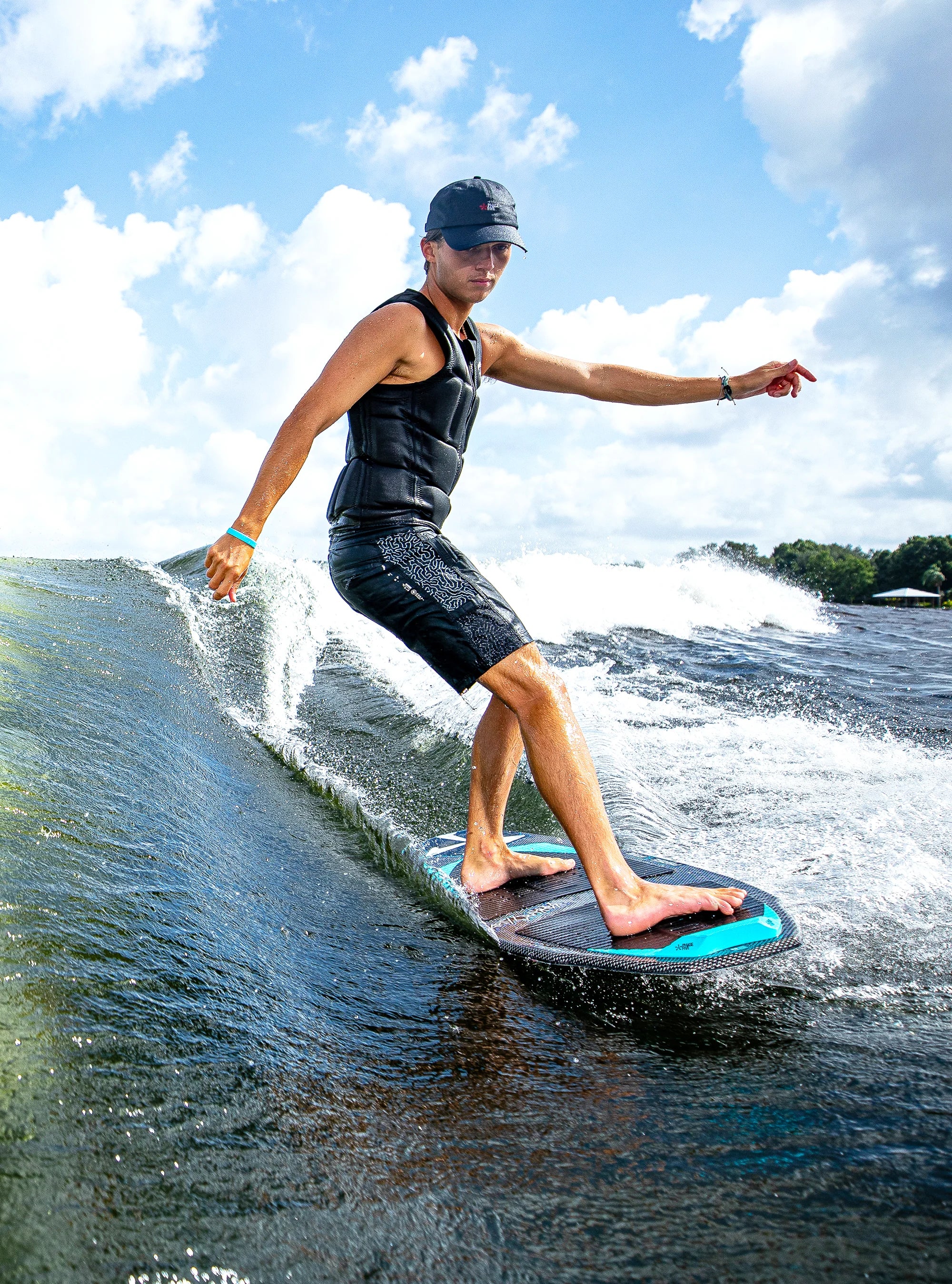 athlete riding reverted on his Phase 5 2025 Party Crasher Wakesurf Board
