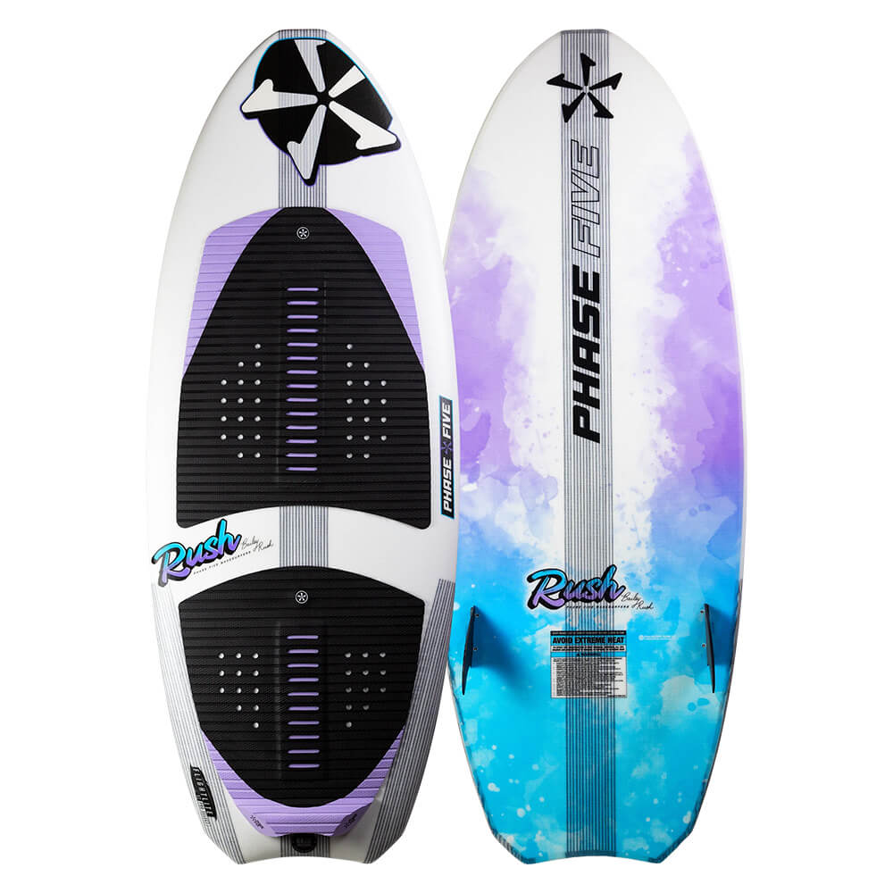 Phase 5 2025 Rush Wakesurf Board front and back pictured together
