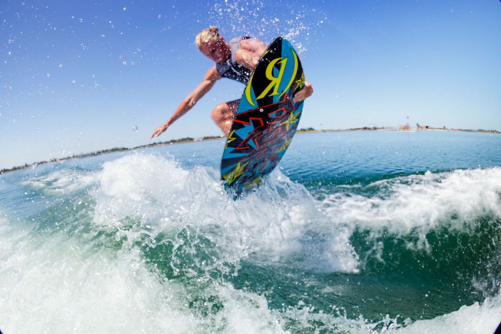 Ronix 2025 Beaux Skimmer Wakesurf Board - Beau Wildman Action Shot