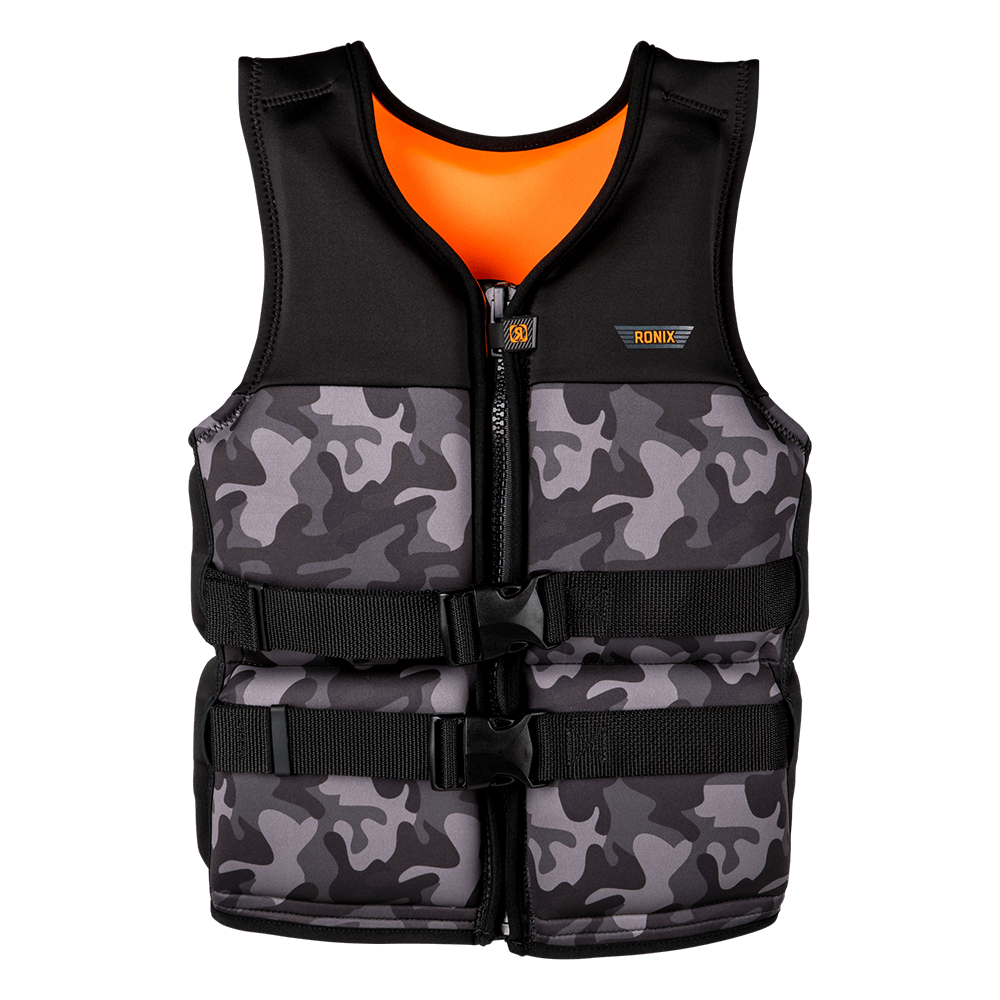 A Ronix Neptune Capella 3.0 Junior CGA Vest with orange accents, available in junior sizing.