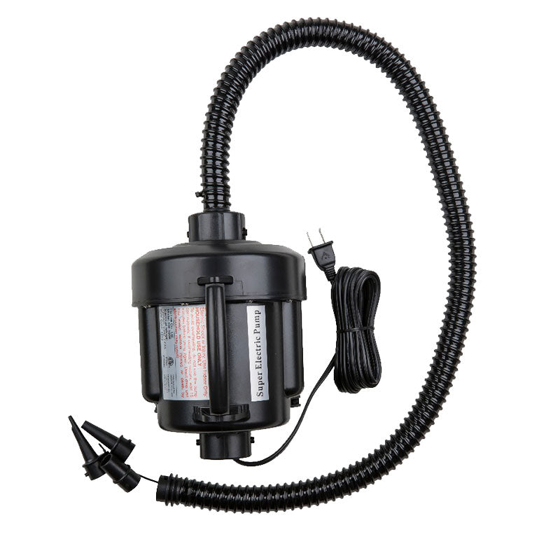 A Radar 2.7 PSI 110V / 240V High Volume Pump with a black air pump with a high volume air flow, including interchangeable adapters for 110V/240V.