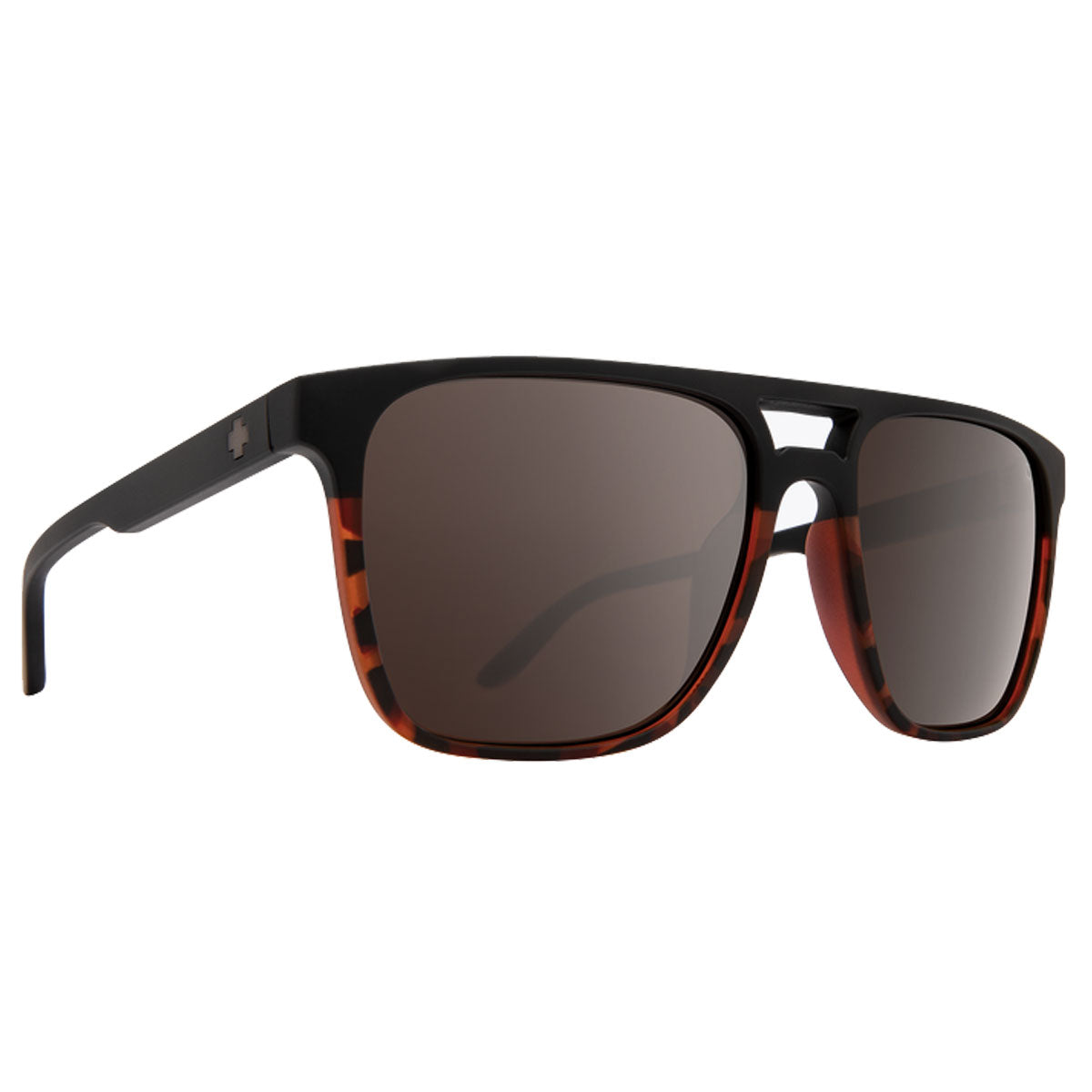 The Spy Czar sunglasses by Spy feature a black/torte fade frame, Happy Bronze Polar lenses with Black Spectra Mirror for 100% UV protection, and subtle emblem details on the arms.