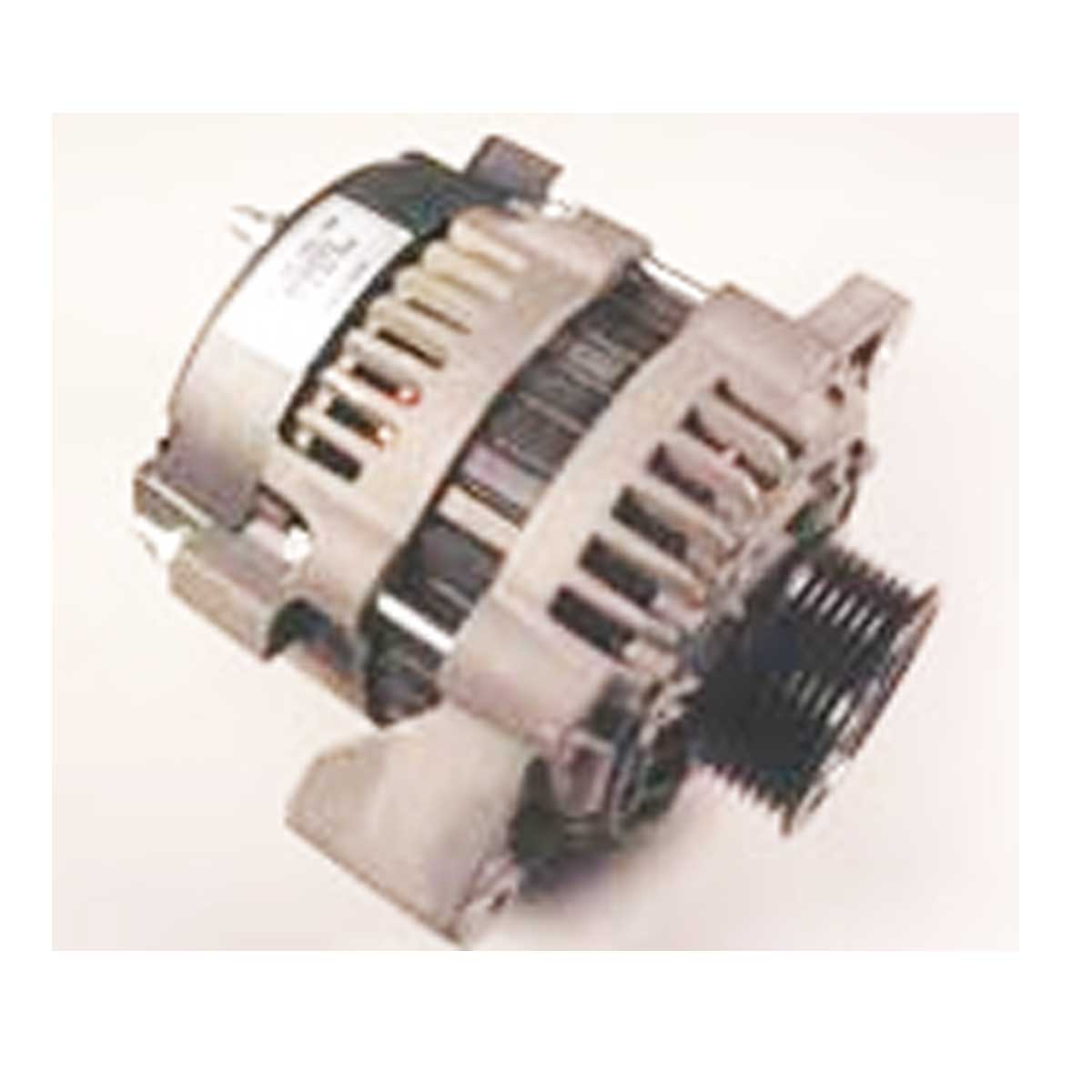 The Indmar Alternator 95 Amp 8.1 L - 575015, a silver unit with ribbed pulley and vented housing, by Indmar, is shown on a white background; it delivers reliable 95 Amp output for 8.1 L engines.