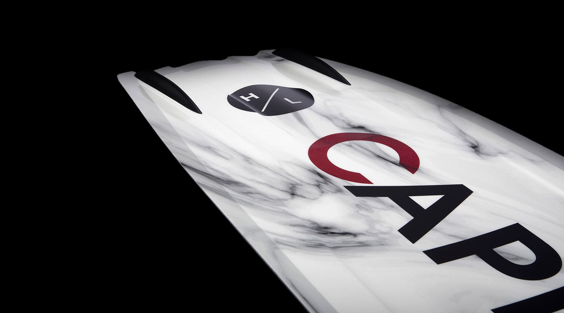 The Hyperlite 2023 Capitol Wakeboard, endorsed by professional wakeboarder Cory Teunissen, prominently features the word "Capitol" on its sleek design.