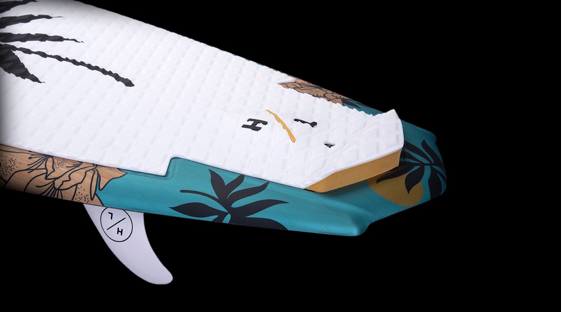 Hyperlite 2024 Good Daze Women's Wakesurf Board designed for wakesurf enthusiasts, beginner to intermediate riders, featuring a vibrant palm tree design.