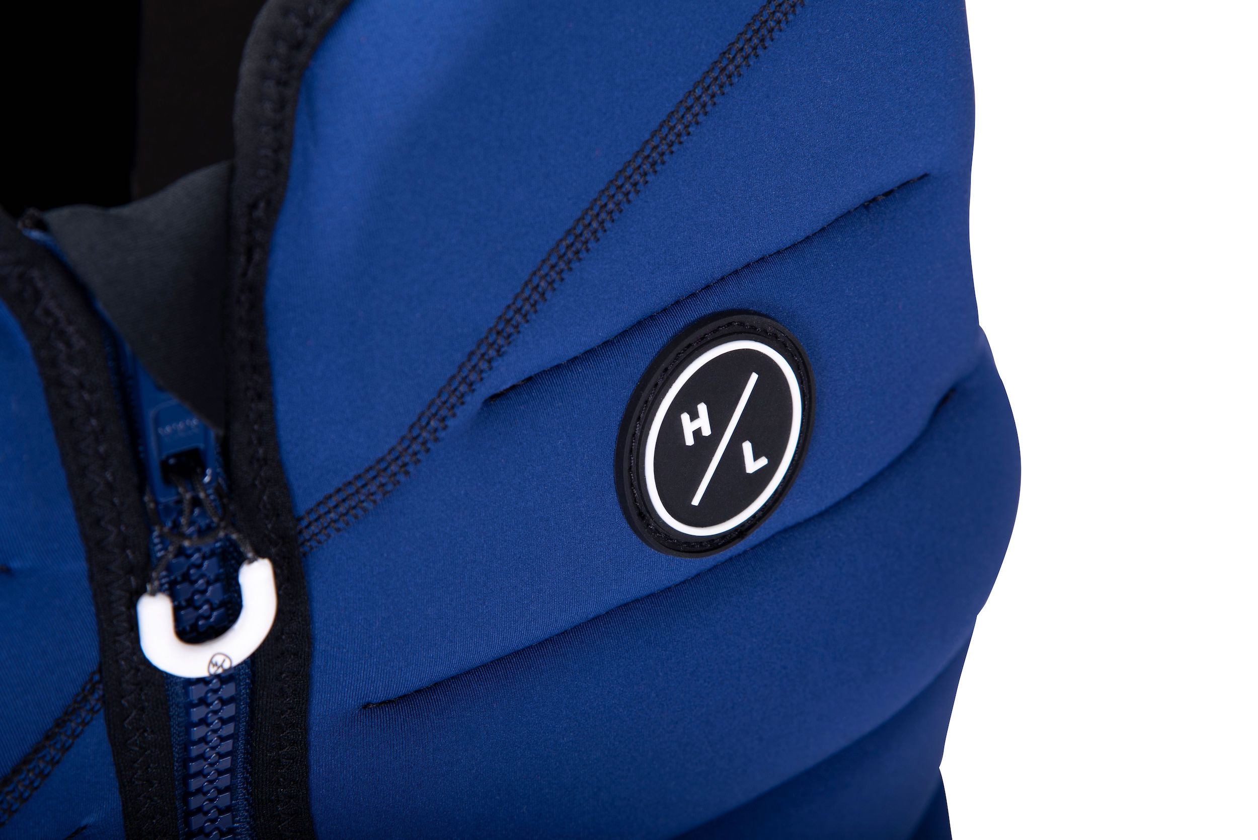 A Hyperlite 2024 NCGA Ripsaw vest with a zipper and a black logo, perfect for wakeboarders.