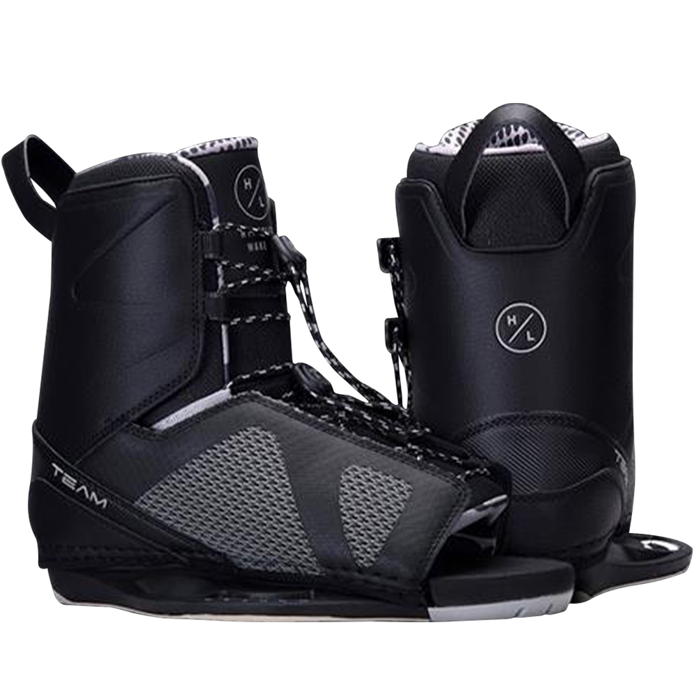 A pair of supportive and comfortable Hyperlite 2024 Team OT Bindings wakeboard boots with adjustable fit.