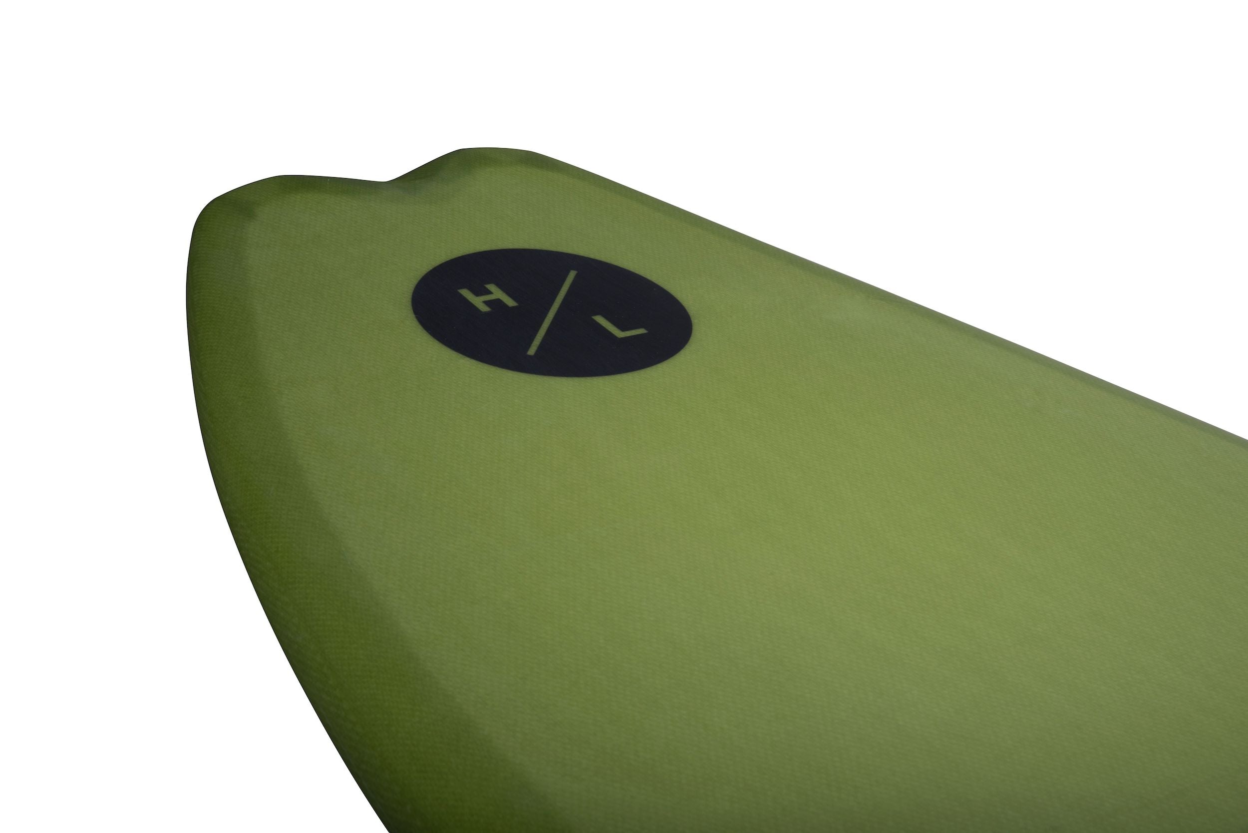 A green Hyperlite 2024 Varial ARC Wakesurf Board with a black Butch Customs logo on it.