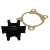 A black six-blade impeller and a flat three-hole gasket from the John Dow Impeller Kit 05 & Older (ACK-1062-10) are displayed side by side on a white background.