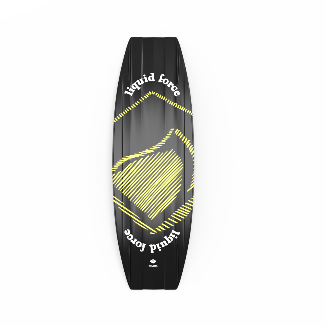 Experience explosive pop off the top with the Liquid Force 2024 Bullox Wakeboard featuring a vibrant yellow logo. This Liquid Force wake machine offers aggressive edge control for maximum performance on the water.