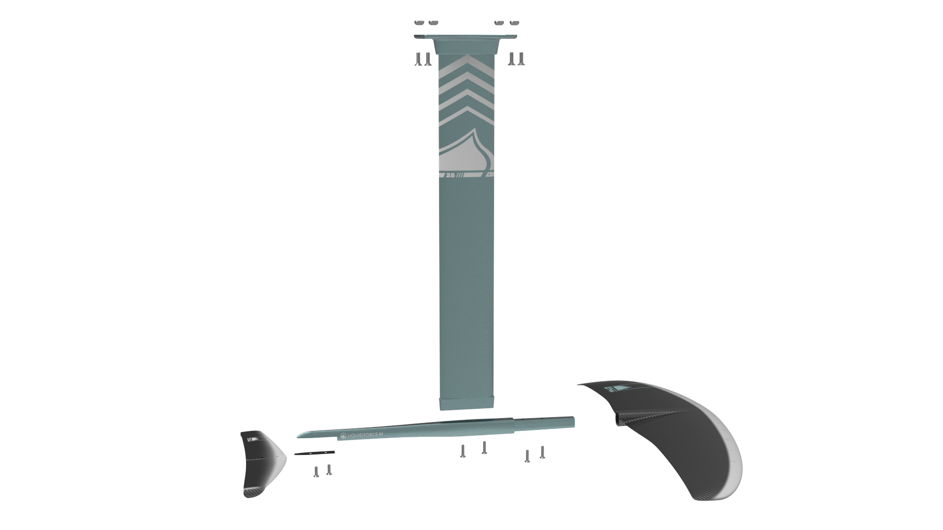 A drawing of a Liquid Force 2024 Horizon Alloy Surf 120 Foil Set bike with handlebars and exceptional stability.