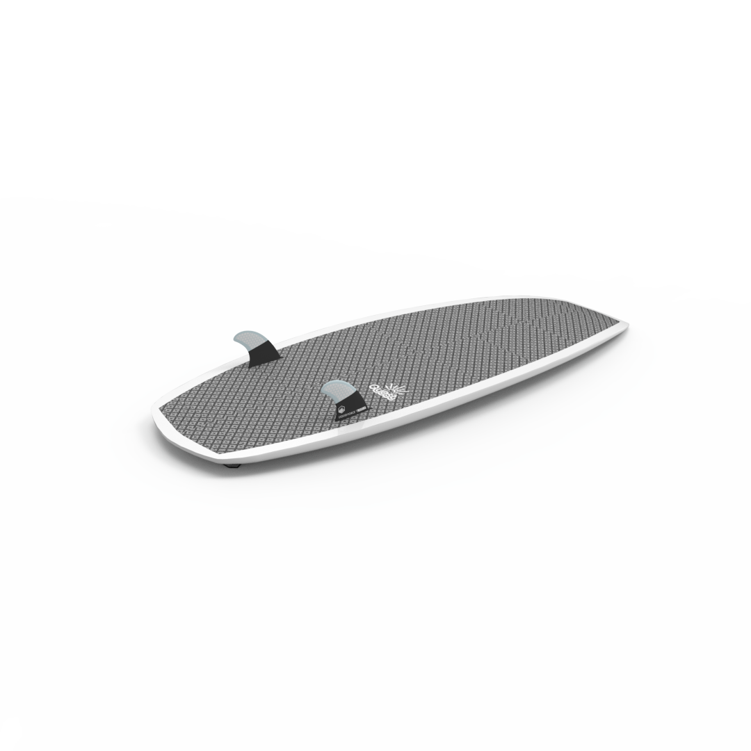 A high-end Liquid Force Quest Wakesurf Board with lightning speed on a white surface.