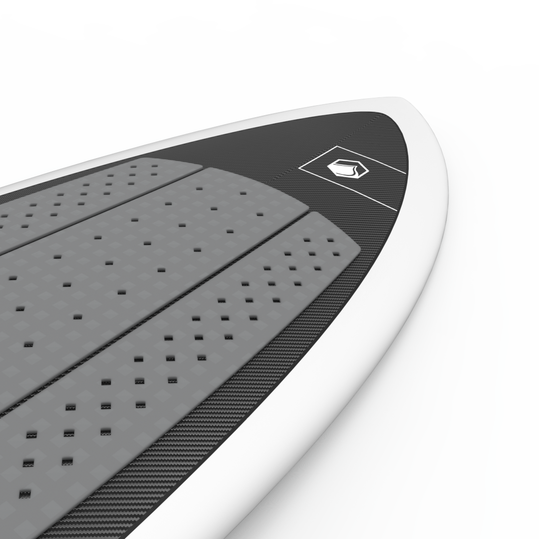 A lightweight Liquid Force 2023 Sting LTD Wakesurf Board on a durable white surface.