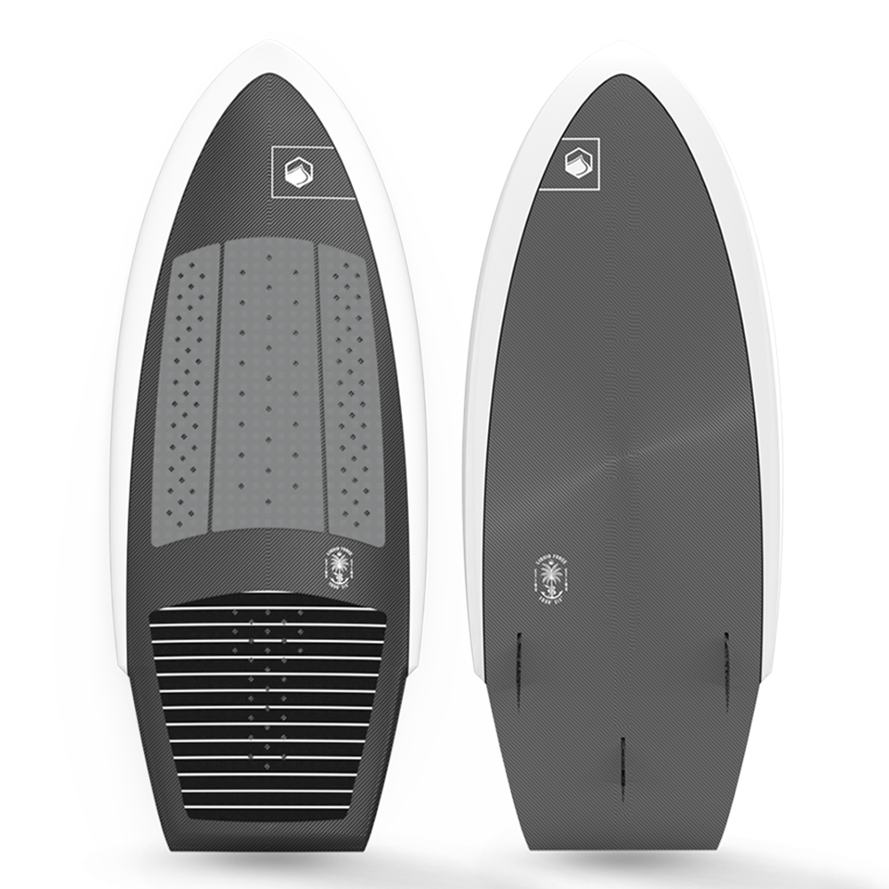 A durable Liquid Force 2023 Sting LTD Wakesurf Board with a black and white design.