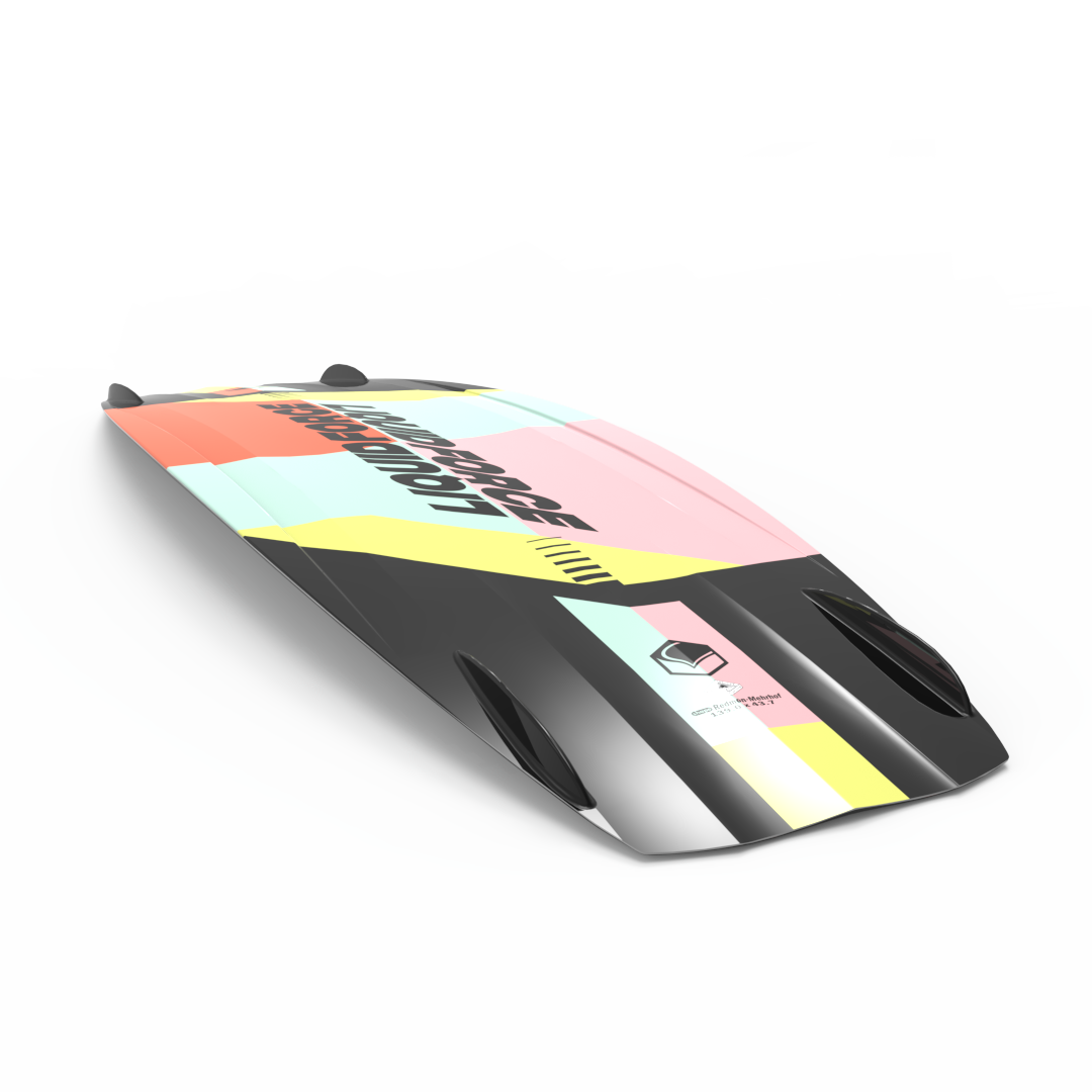 A durable Liquid Force 2024 Unity Wakeboard with a colorful design, featuring a lightweight PU core.