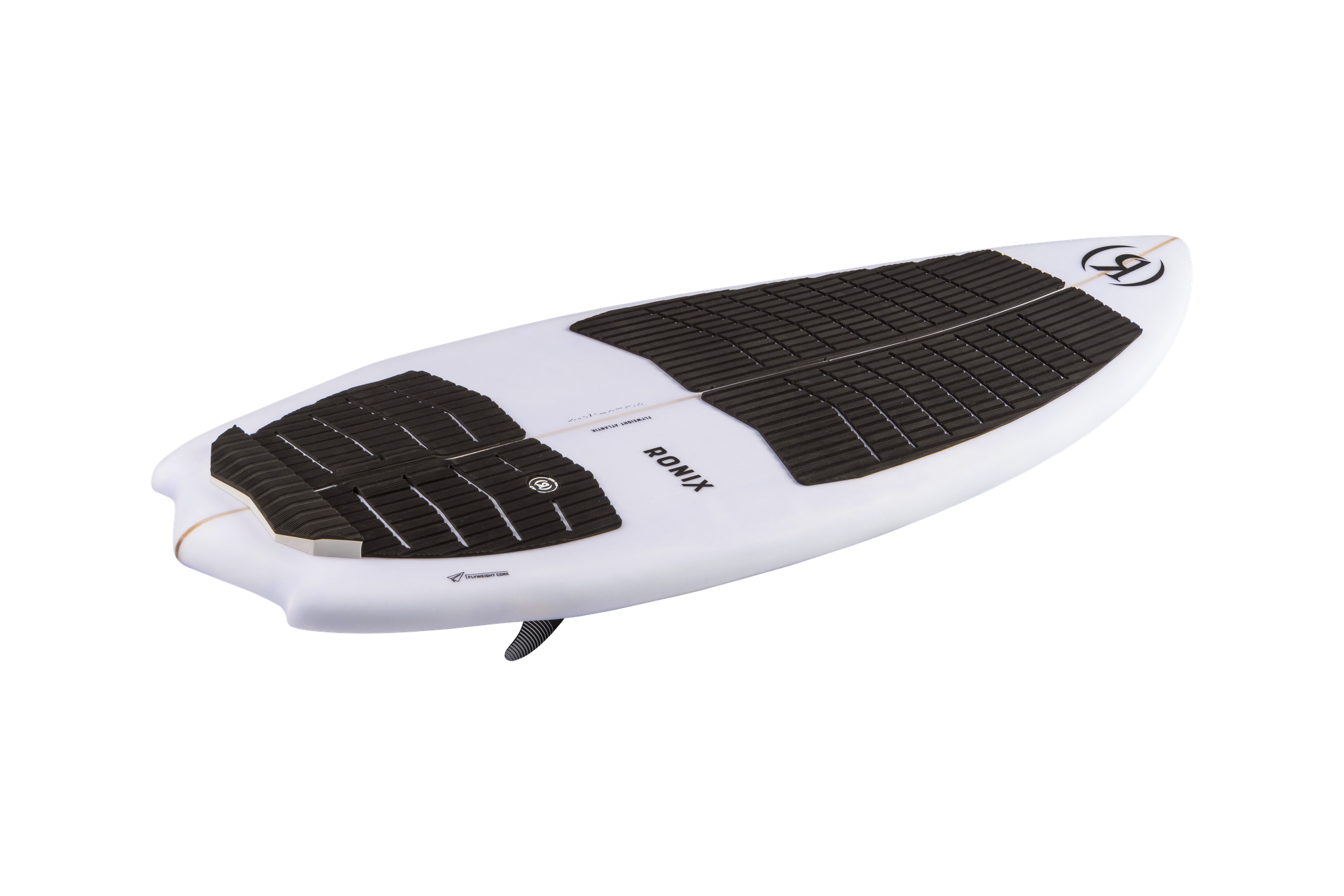A Ronix 2024 Flyweight Atlantik Wakesurf Board on a black background.