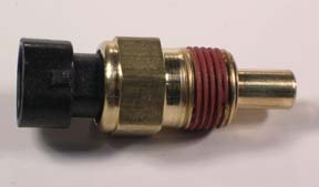 Close-up of the Indmar SENSOR COOLANT TEMP - 556013 connector by Indmar, featuring metal and brass components.