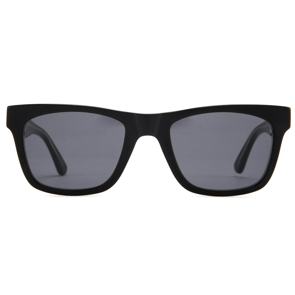 Otis Hawton - Matte Black/Grey Polar sunglasses by Otis, featuring a black square acetate frame and grey polar mineral glass lenses, displayed front-facing on a white background.