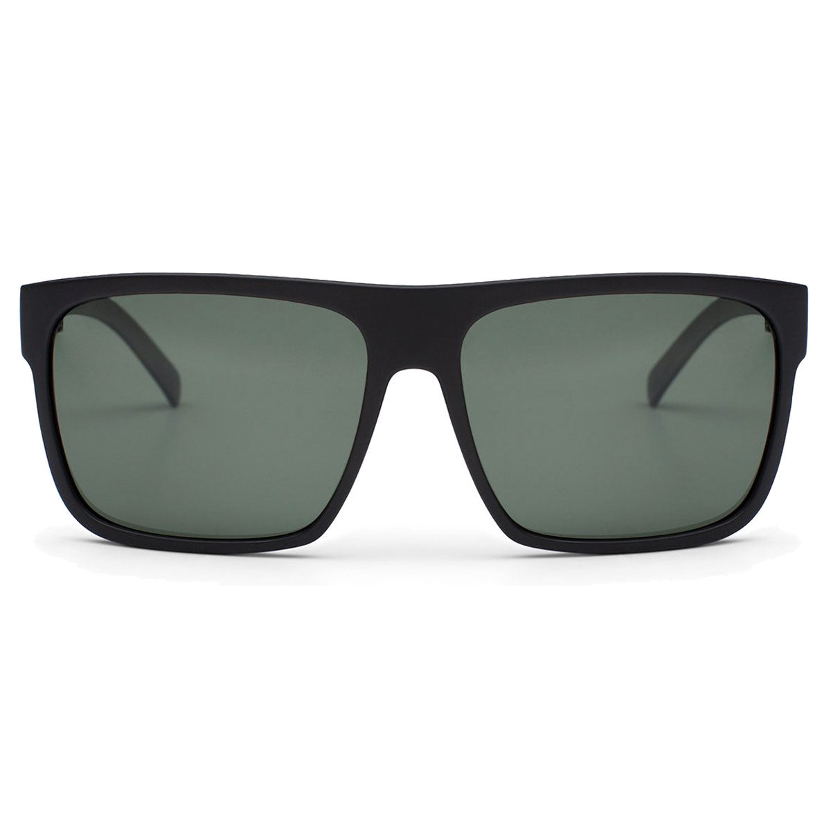 The Otis After Dark sunglasses by Otis feature a matte black rectangular frame and grey mineral glass lenses with UVA/UVB protection, shown front-facing on a white background.
