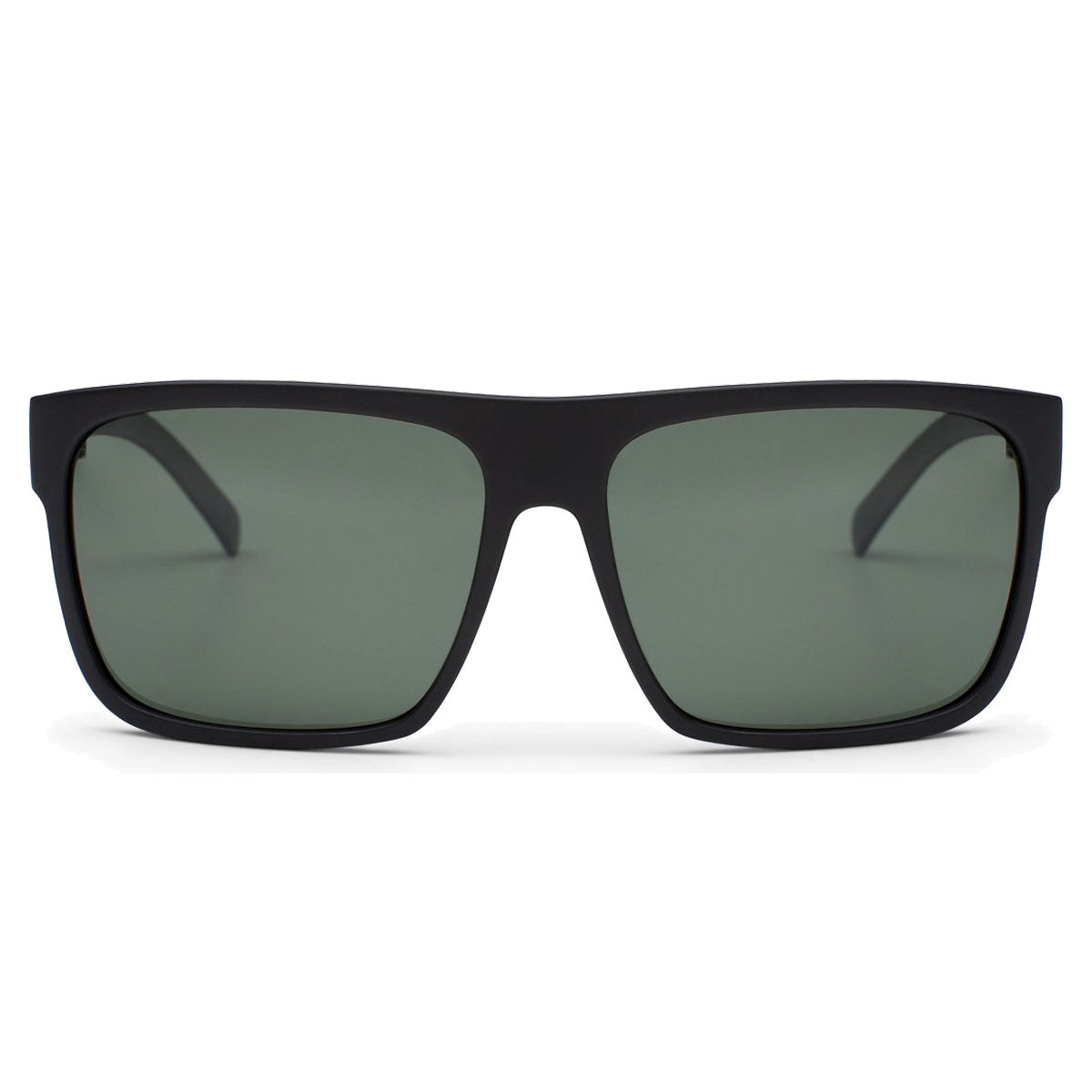 The Otis After Dark sunglasses in matte black feature L.I.T. Polar Grey mineral glass lenses with UVA/UVB protection, displayed from the front against a white background.