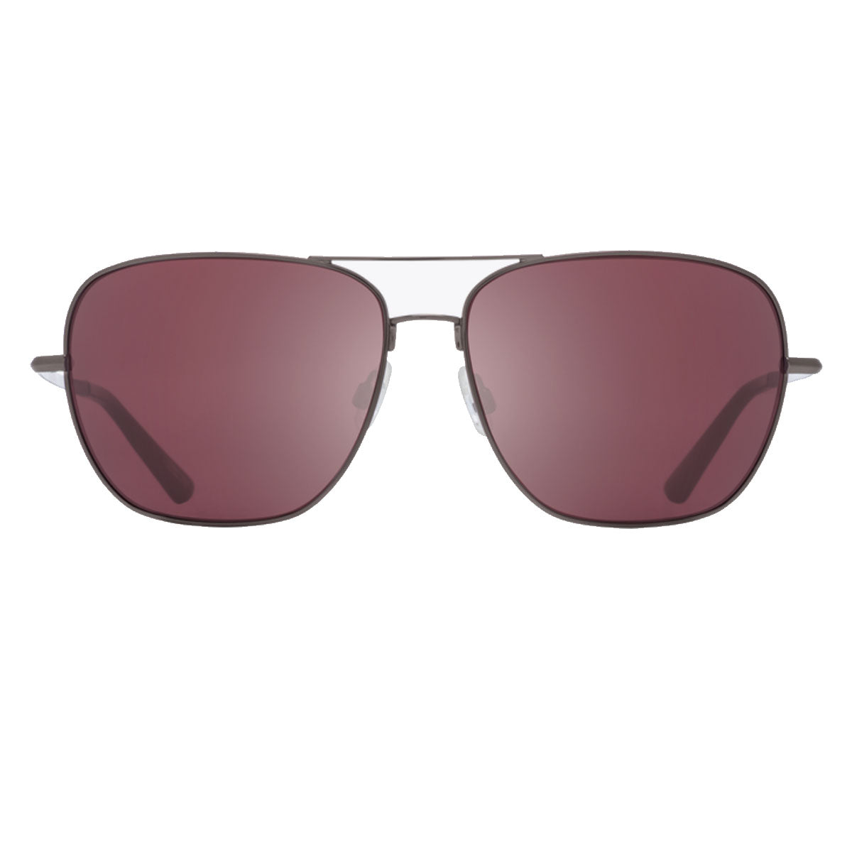 Spy Tatlow sunglasses by Spy feature thin gunmetal frames and large, square HD Plus Rose lenses with a Silver Spectra Mirror finish, displayed front-facing on a plain white background.