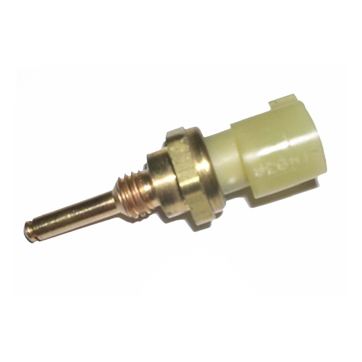 The Indmar SENSOR HEAD TEMP 6.2 FORD - 592088 is a metal and plastic sensor with a threaded tip and electrical connector, designed for Indmar 6.2 FORD engines, shown isolated on a white background.