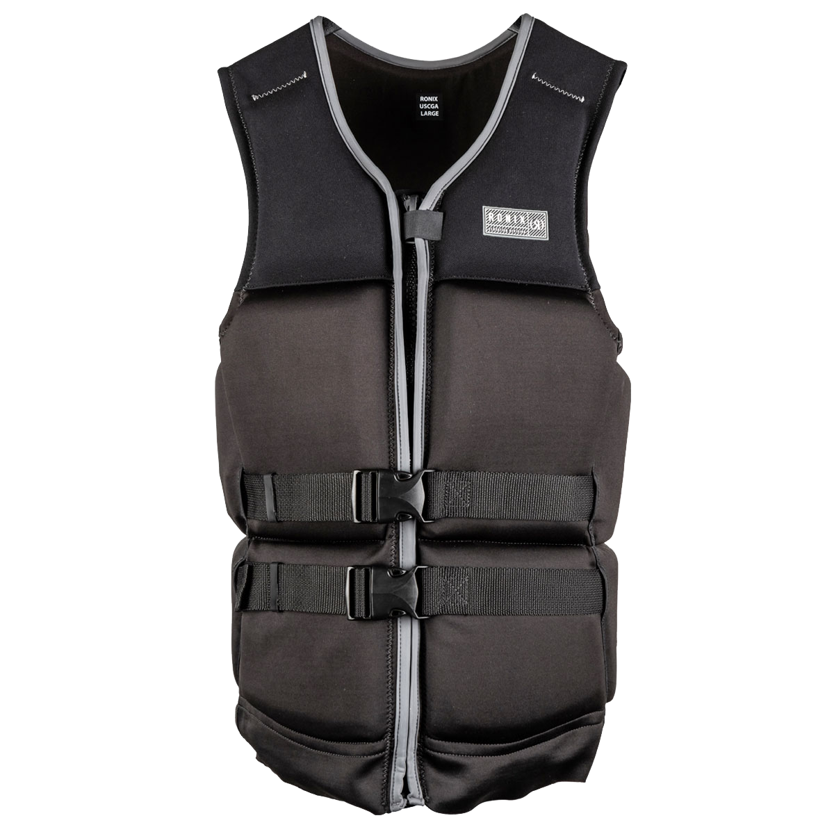 A Ronix Koal Capella 3.0 CGA Men's Vest with a comfortable design in black and grey.