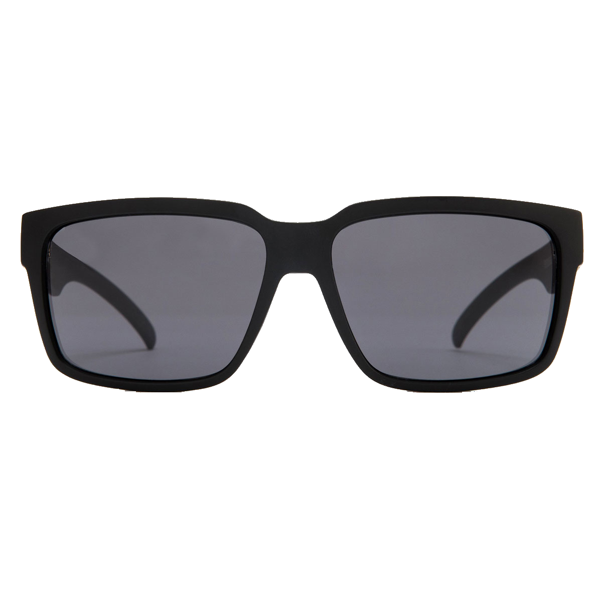 Otis the Double sunglasses by Otis in Matte Black/Grey Polar, feature lightweight rectangular frames and dark tinted Mineral Glass lenses, displayed from the front on a plain white background.