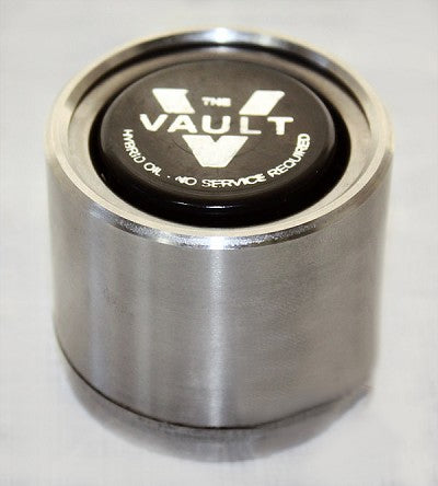 The Bearing Protector Cap (65-5029) by Vault is a cylindrical metal cover, 1.980 size, with a black top labeled "Vault" and white text reading "Hybrid oil / No service required.